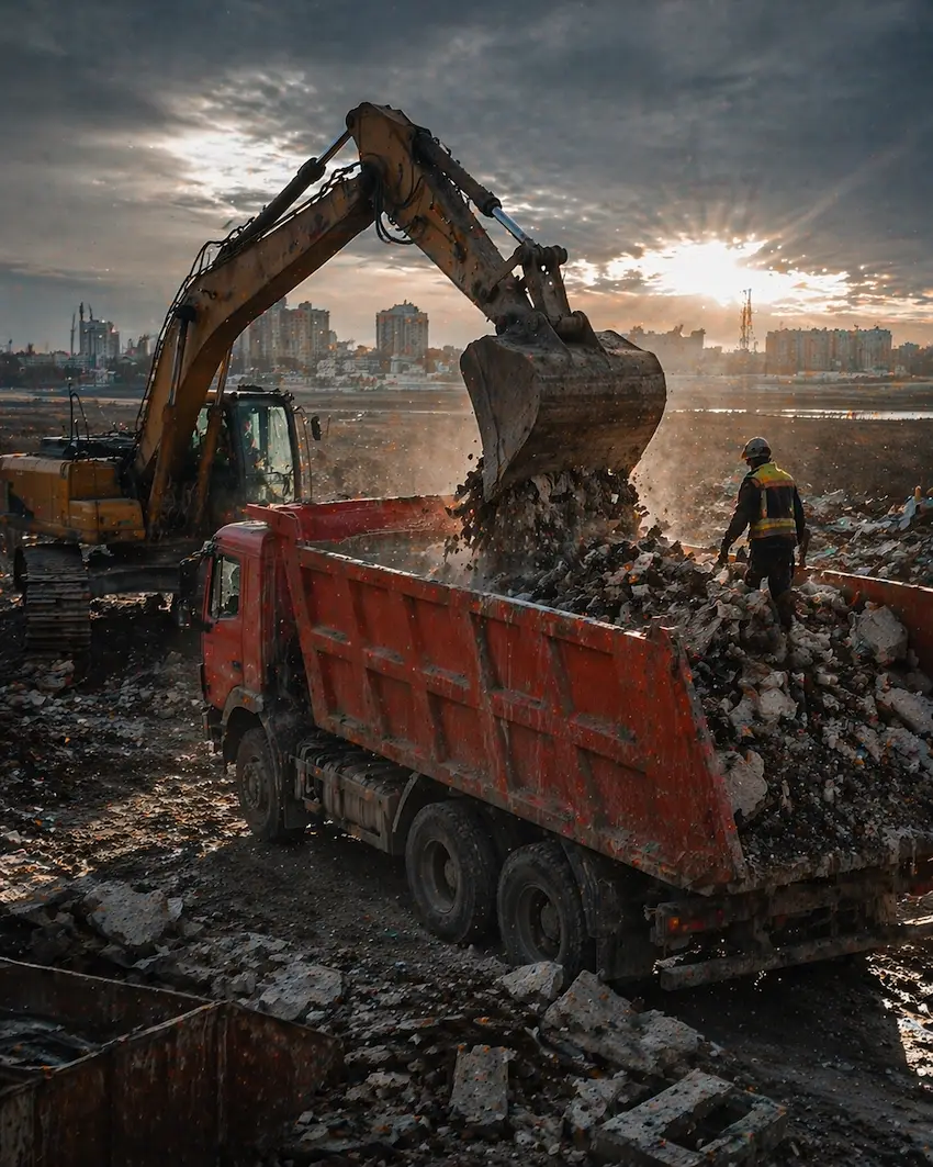 Погрузка и вывоз строительного мусора после демонтажа